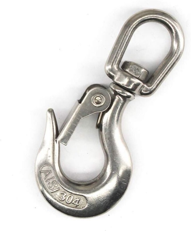 Schwenkbarer Hebehaken aus Edelstahl 304, Sicherheitshaken im amerikanischen Stil, Takelagezubehör mit runder Öse, 350 k...