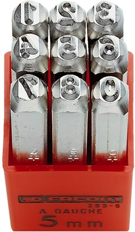 FACOM Schlagziffern 0 - 8, Höhe 8 mm, 9-tlg.