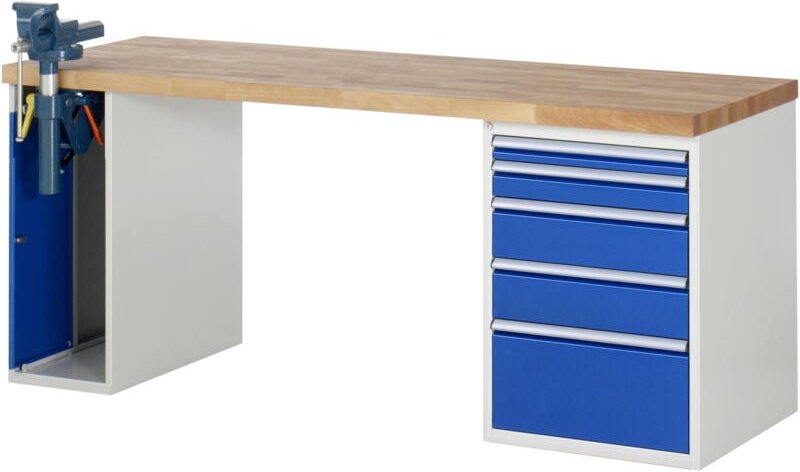 Werkbank Modell 7511 mit 5 Schubladen und Schrank BxTxH 2000x900x840mm - RAU