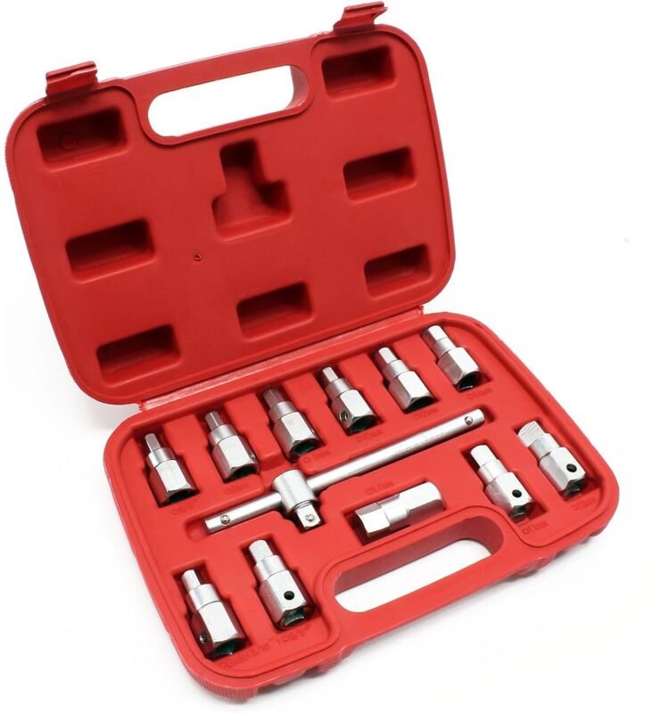 12-teiliger Ölablass-Steckschlüsselsatz, Schraubenschlüsselsatz, Auto- und Kfz-Ölablasswerkzeug