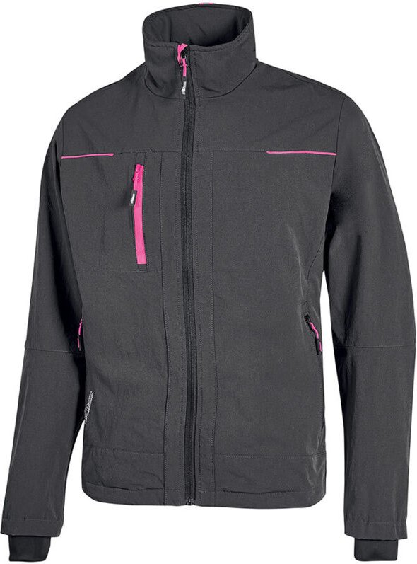 Arbeitsjacke aus Stoff PLUTON Damen - Grau/Fuchsia XS