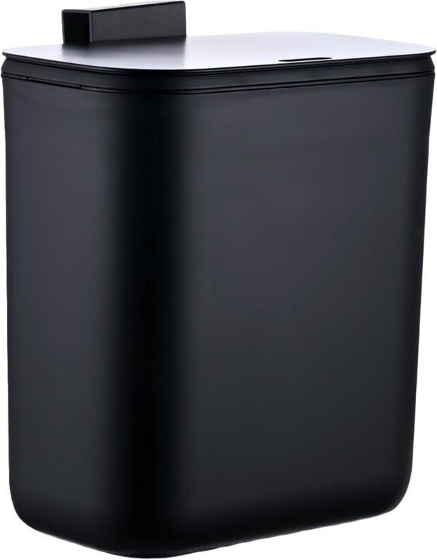 Relaxdays Küchenmülleimer, 9 L, hängender Komposteimer, für Biomüll & Restmüll, Türmüllbehälter, Kunststoff, schwarz