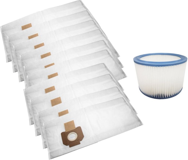 Set: Vlies Staubsauger-Beutel Filtersäcke (10 Stück) + Patronen-Filter kompatibel mit Bosch 2607432038 2607432024, Metab...