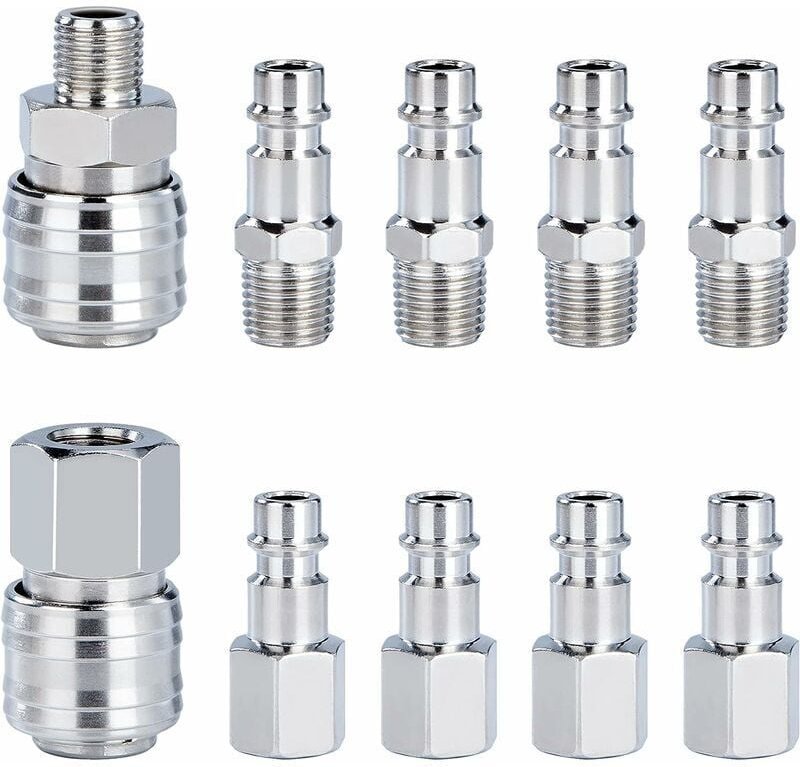 1/4 Zoll BSP-Kompressor-Armatur, Schnellanschluss-Druckluft-Anschlüsse für Kompressorschlauch, pneumatische Armatur, män...