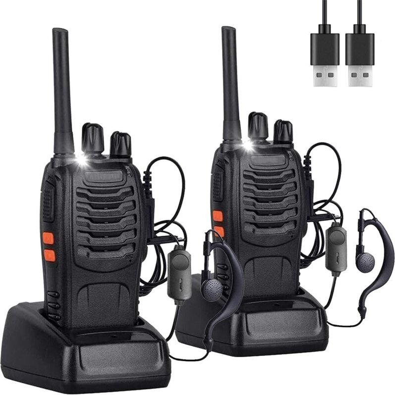 Wiederaufladbares Walkie-Talkie mit großer Reichweite (16 Kanäle, PMR-fähig) für 1-3 km Reichweite, ideal für Camping, W...