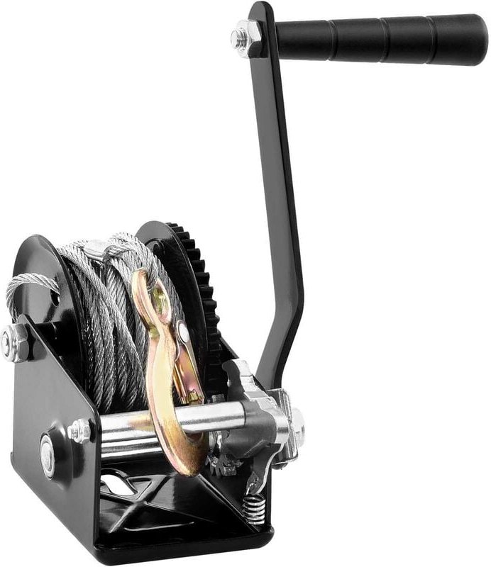 Thumbnail - Vevor Seilwinde 362,8kg Handseilwinde 173x126x119mm Bootswinde 2-Wege-Ratsche/1-Gang Handwinde mit ca. 10m Stahlseil Gur...