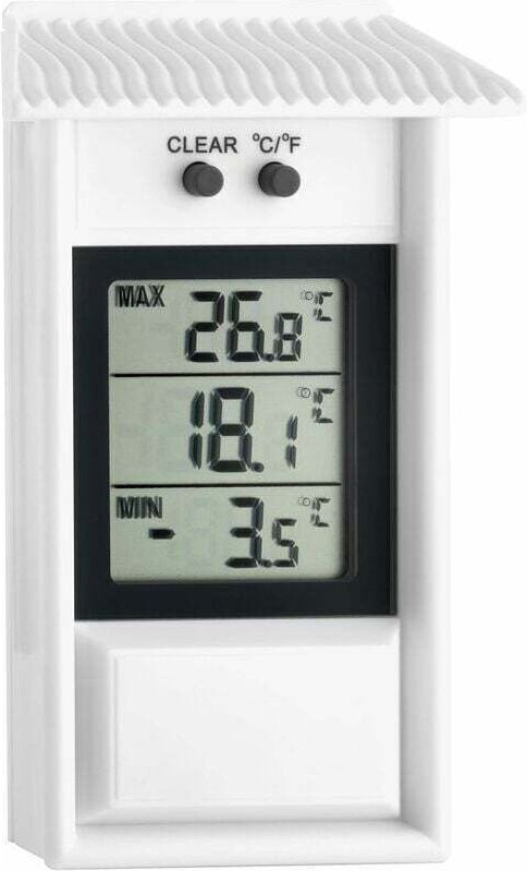 XVX - Maxima-Minima Digitalthermometer, wetterfest, für den Innen- und Außenbereich geeignet, weiß