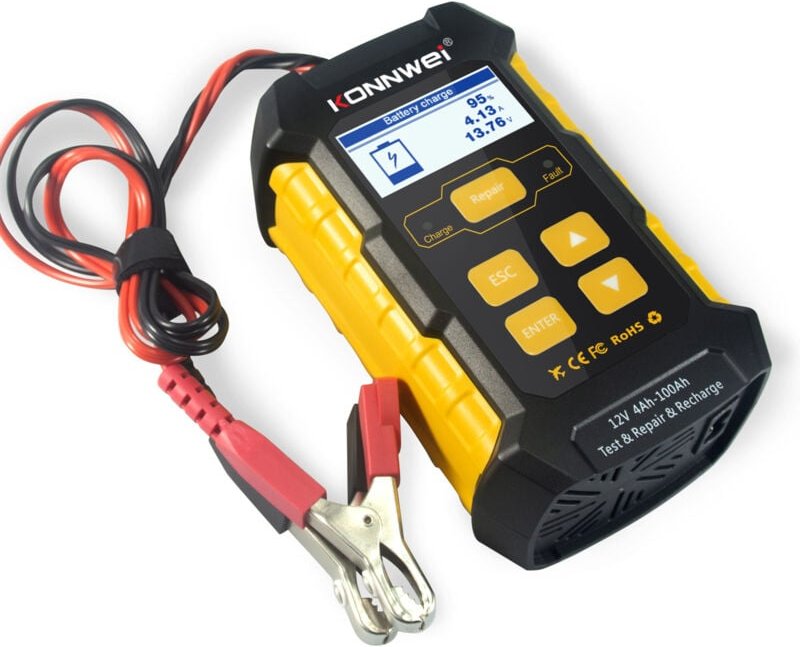 Ej.Life KW510 12 V 5 A Autobatterietester, 5 A Blei-Säure-Batterieladegerät mit Krokodilklemmen, Multifunktions-Schnelll...