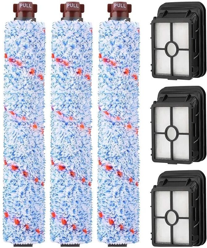 Pièces de rechange pour filtre à rouleau de brosse compatible Bissell CrossWave, 3 accessoires de brosse et 3 filtres à ...