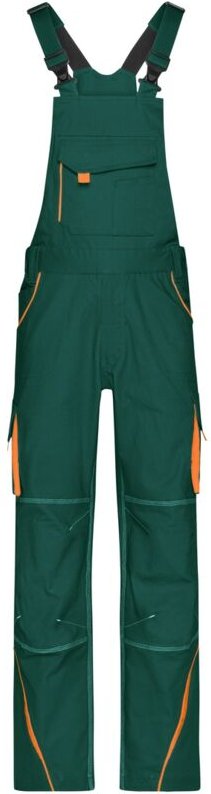James&nicholson - Funktionelle Latzhose JN848 Gr. 50 dark-green/orange