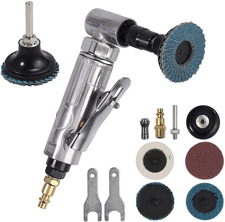 neumatischer Luft-Winkelschleifer (1/4 BSP 6,2 Bar) zum Polieren von Karosserien, Entgraten, Abrunden und Schleifen. Aus...