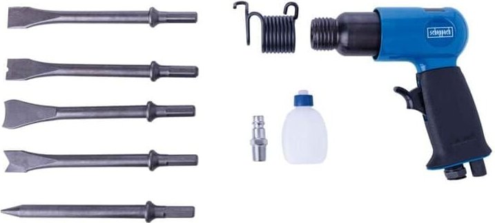 Druckluft Meißelhammer Set 6,3bar + 5 Meißeleinsätze - Scheppach