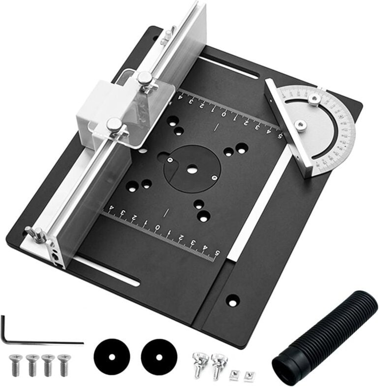 Thumbnail - 1Set Frästisch-Einlegeplatte, Aluminium für Router mit Halter, Fase, Drehmoment, Platte
