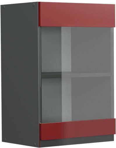 Küchenglasschrank R-Line, Rot, 40 cm J-Shape Vicco