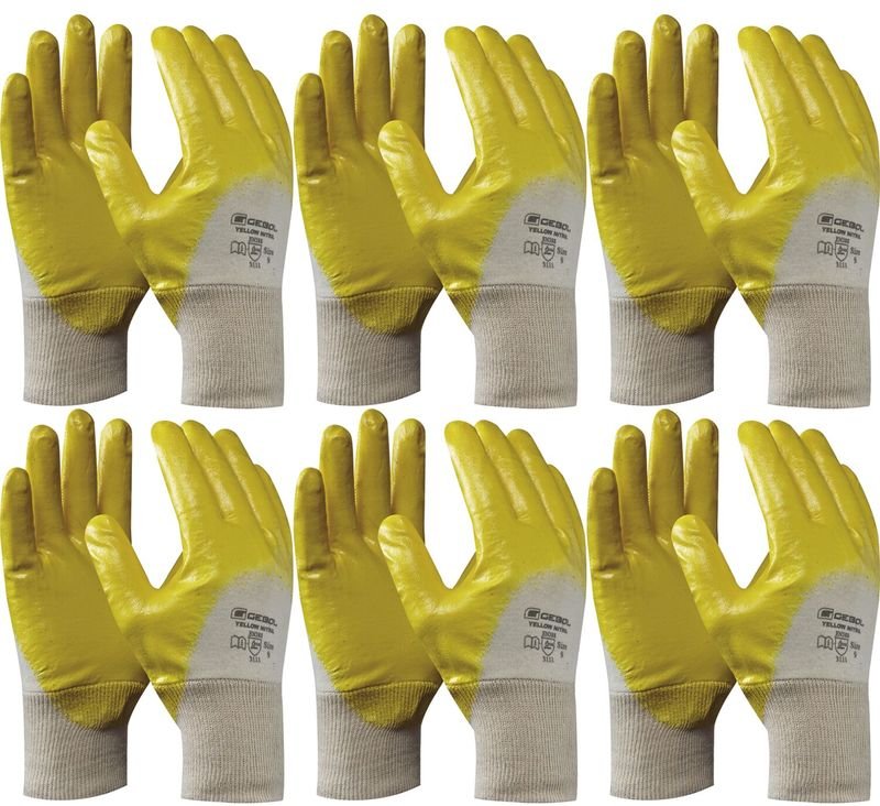 Baumwollhandschuhe mit Nitrilbeschichtung - Nitrilhandschuhe öl- und wasserresistent, Größe 10, xl - 6 Paar - Vasalat