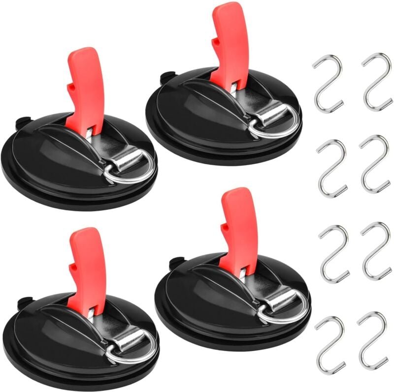 Thumbnail - Tigrezy - Saugnapf-Anker mit Befestigung – 4 Stück Saugnapf-Haken mit 8 S-Haken, Multifunktions-Auto-Saugnapf, robuster ...