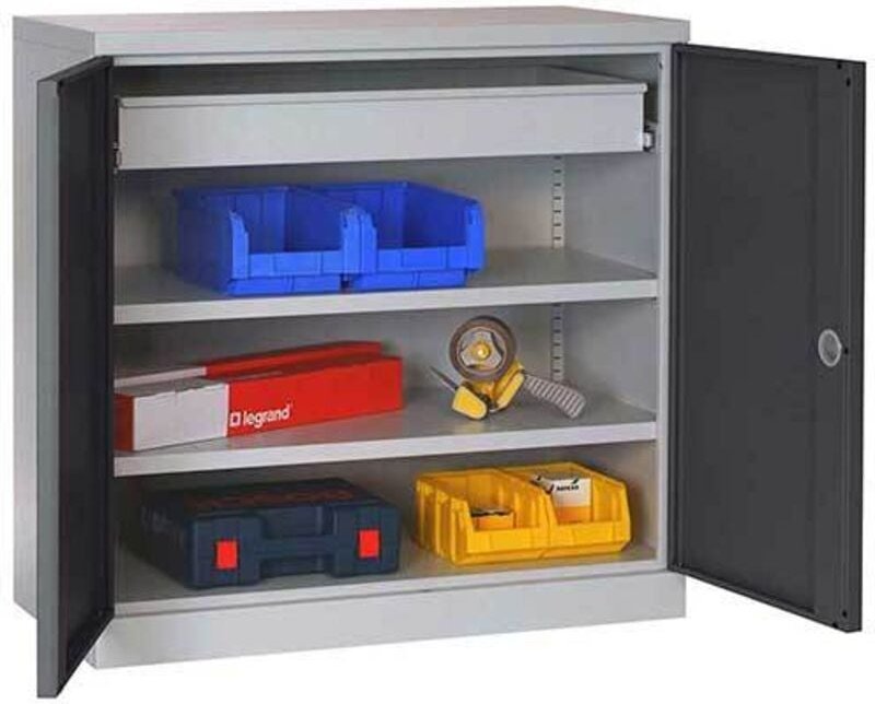 Kleine Werkstattschränke - 1 Schublade und 2 Regalböden - Türen RAL 7016 - W030090031-GCGA