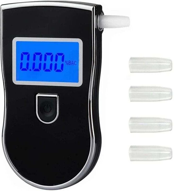 Elektronischer Alkoholtester, professioneller tragbarer Alkoholtester mit digitalem LED-Display und 5 Mundstücken, Halbl...