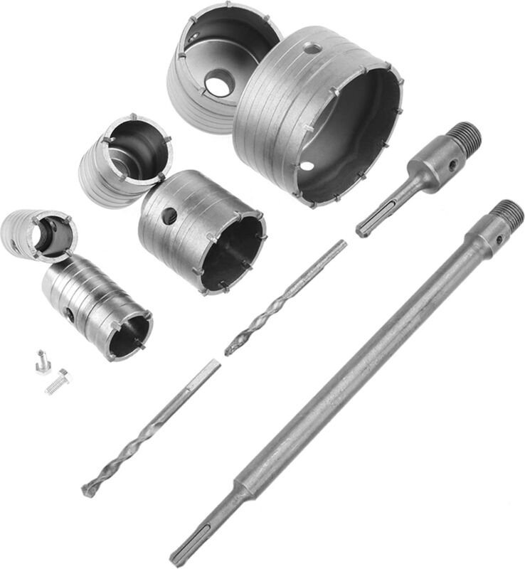Kernbohrer, 10 stk Bohraufsätze mit 6 Kernbohrer 35 mm, 40 mm, 50 mm, 65 mm, 82 mm, 110 mm, Lochsägen Bohrer mit 2 Verri...