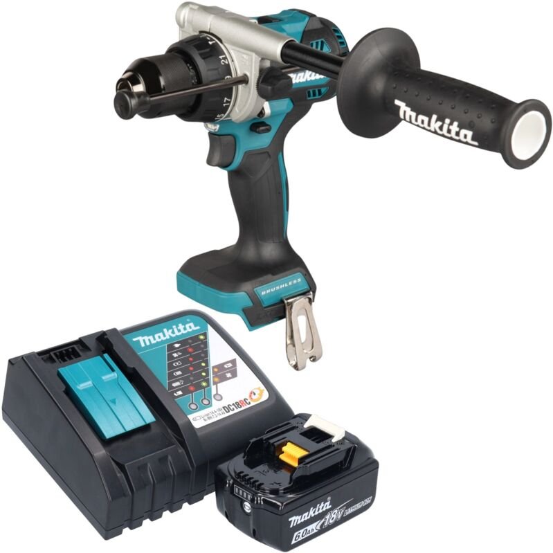 Makita DHP 492 RG1 Akku Schlagbohrschrauber 18 V 141 Nm Brushless + 1x Akku 6,0 Ah + Ladegerät