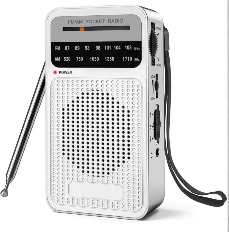 Thumbnail - Tragbares AM-FM-Radio, Transistorradio mit leistungsstarkem Lautsprecher, Kopfhöreranschluss, 2 AA-Batterien für Empfang...