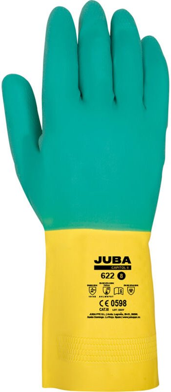 Zweifarbiger Latex-Arbeitshandschuh Größe 8 Juba