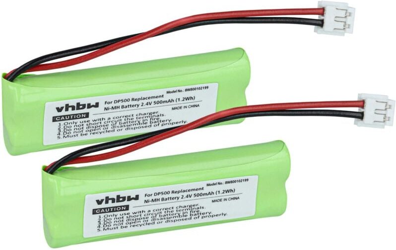 Vhbw - 2x Ni-MH Akku 500mAh (2.4V) kompatibel mit Festnetz Telefon Medion MD83242, MD83282 ersetzt VT50AAAALH2BMJZ, GP10...