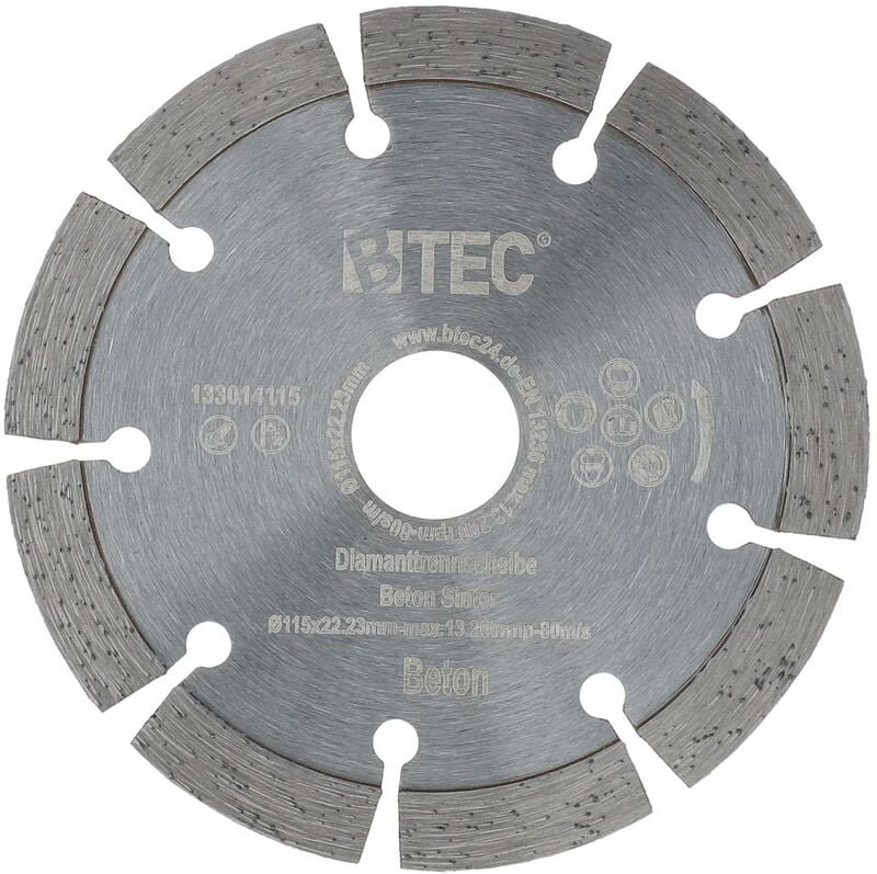 Diamanttrennscheibe Beton Sinter Ø 115 mm Bohrung 22,22 mm