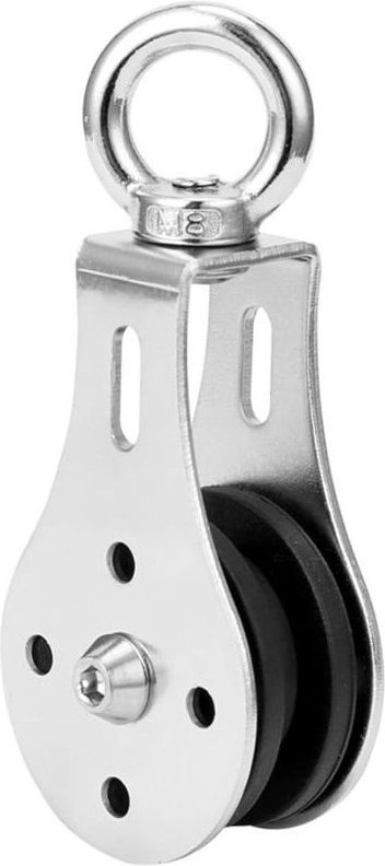 Blockrolle, 360° drehbares Zugrad, Edelstahl-Blockrolle, Belastung 300 kg, Fitnesszubehör