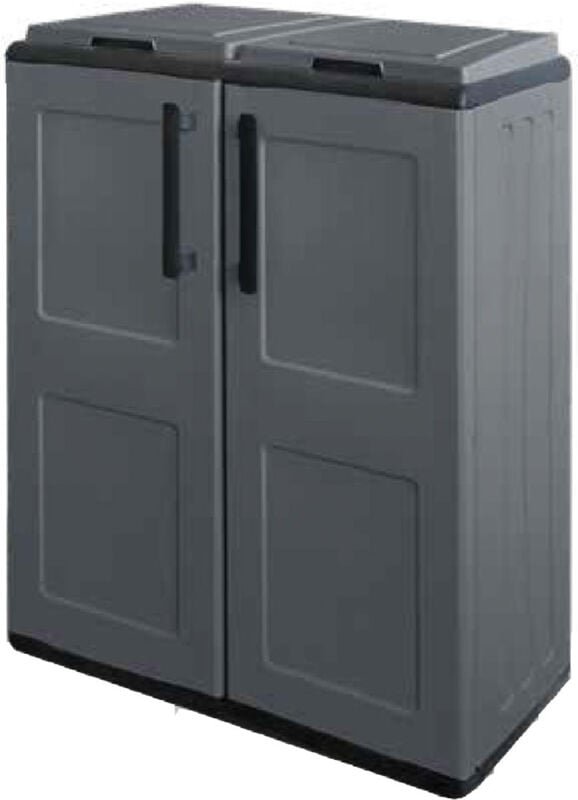 Iperbriko - Armadio basso a scomparti 3 per raccolta differenziata