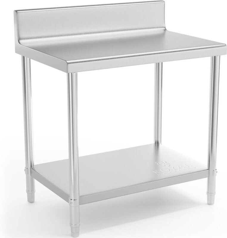 Royal Catering - Edelstahltisch Edelstahl Arbeitstisch Zerlegetisch Gastro Aufkantung 90x60cm
