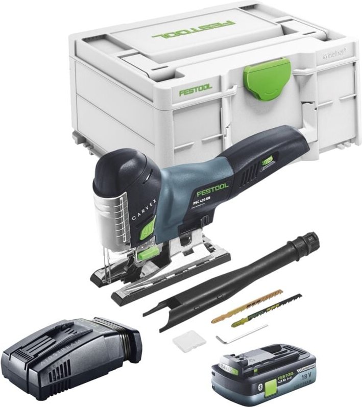 Carvex psc 420 EB-Basic Akku Pendelstichsäge 18 v 120 mm Brushless + 1x Akku 4,0 Ah + Schnellladegerät + Systainer - Fes...