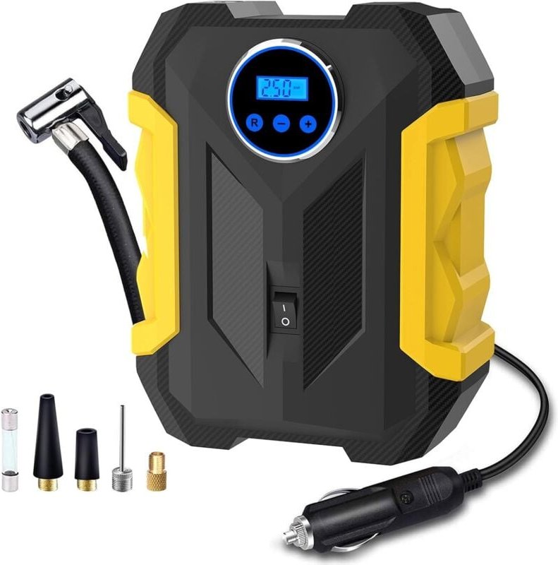 Thumbnail - Jalleria - Reifenpumpe – Digitaler Auto-Luftkompressor – Tragbarer Auto-Reifenfüller mit LED-Licht – 22 Zylinder