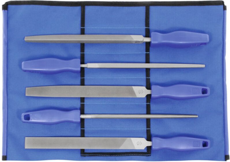 Vielzweck-Feilensatz 5-teilig in Rolltasche Hieb 1, Länge ohne Angel: 200 mm 5 Stk - Dick