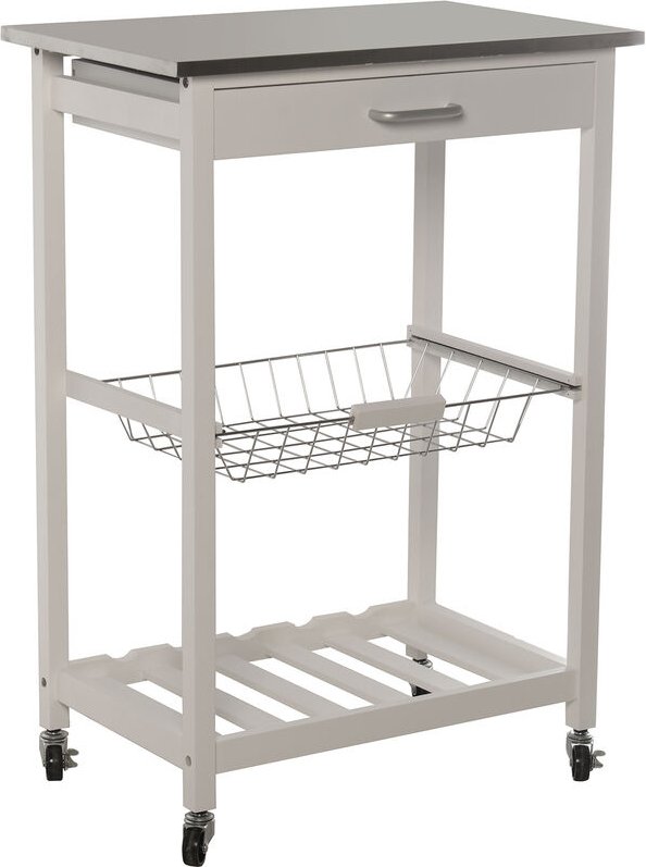 Küchenwagen mit weißer Edelstahl -Balmade -Schublade. 57X37X83.5CM-BOIS: pin und dmpour Alle Stile, um dem Haus eine Not...