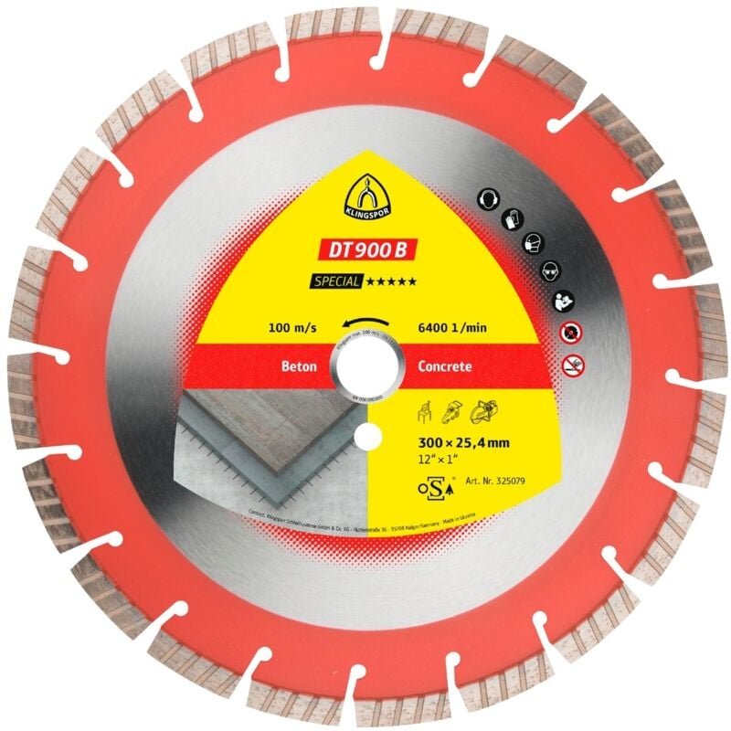 Klingspor DT 900 B Diamanttrennscheiben, 350 x 3 x 20 mm 22 Segmente 40 x 3 x 12 mm, Standard Turbo