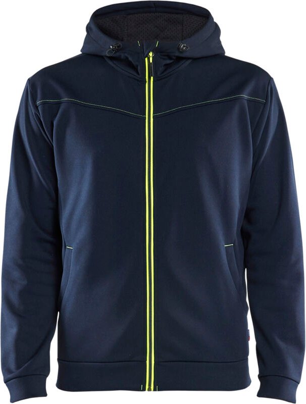 Arbeitskapuzenpullover mit Reißverschluss 3363 - Dunkelblau/Gelb XL