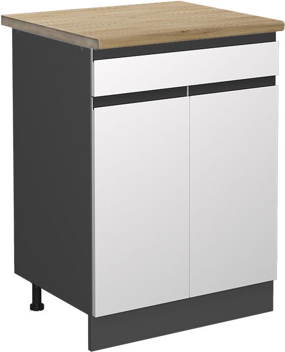 Vicco - Küchenunterschrank R-Line, Weiß, 60 cm , ap Eiche