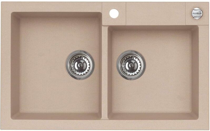 Rock - Granit-Spüle 78x48 cm, mit Ablaufsystembedienung, beige 1090962 - Alveus