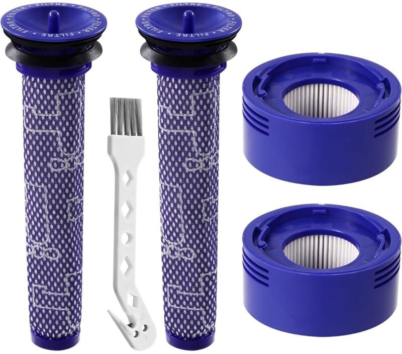 4 Filterzubehör für Dyson V8 V7, 2 Nachfilter und 2 Vorfilter anwendbar für Dyson V7 V8, 1 Reinigungsbürste, Dyson V8 Fi...