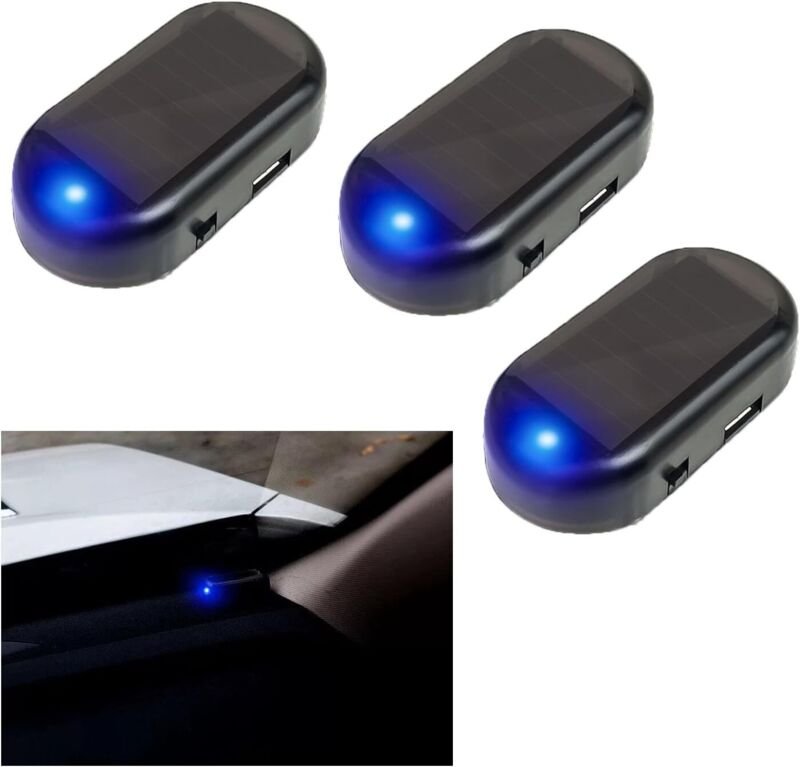 3-teiliges Autoalarmlicht, solarbetriebener Autoalarm, simulierte Alarmlichter, Diebstahlwarnlicht, solarbetriebenes Sic...