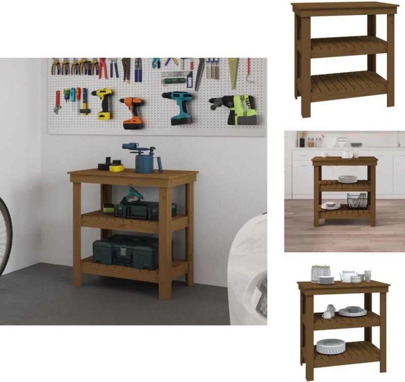 Vidaxl - Werkbänke - Living Werkbank Honigbraun 78,5x50x80 cm Massivholz Kiefer - Braun