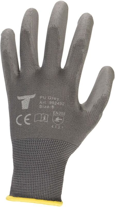 Montagehandschuh, 12 Paar, Größe 8, Nylon mit PU-Beschichtung, Exzellentes Tastgefühl, Griffsicherheit, hohe Abriebfesti...