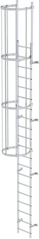 Günzburger Steigtechnik - einzügige Steigleiter mit Rückenschutz (Bau) Aluminium blank 6,80 m - 0510105