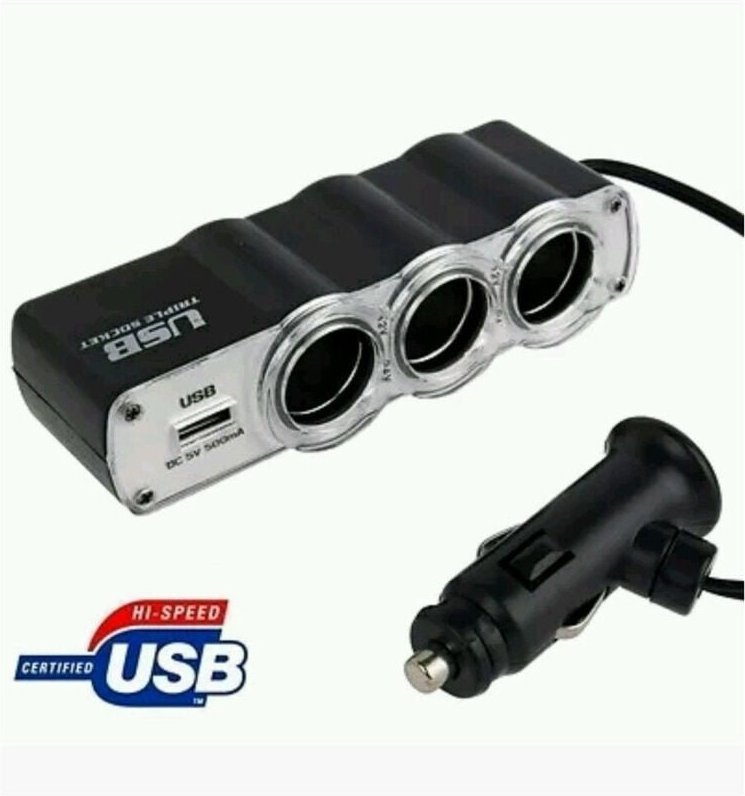 Trade Shop Traesio - Trade Shop - multipres moltiplicatore 3 preisen accendisigari 12/24 volt presa usb für car -