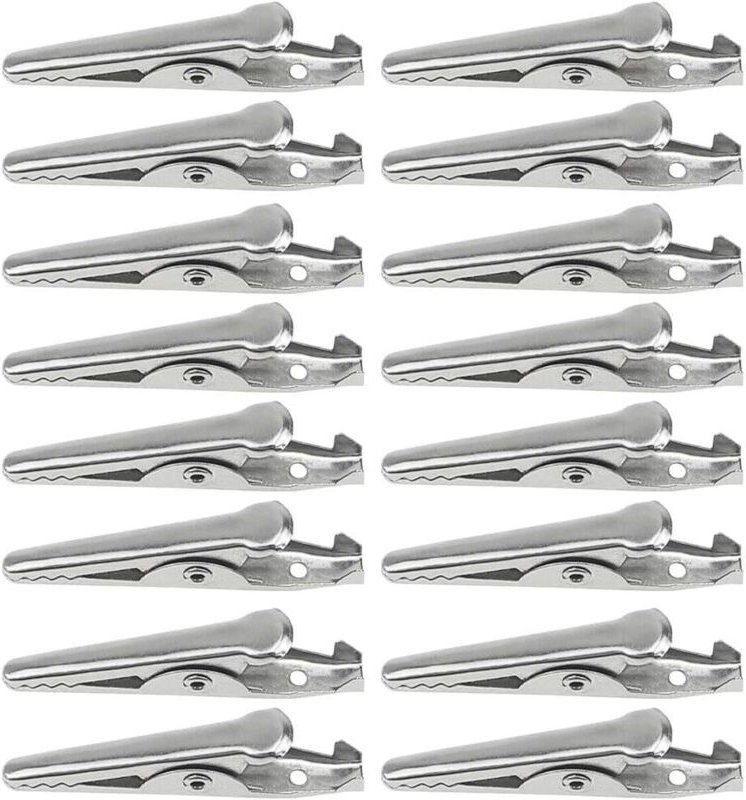 60 Stück 35 mm silberne Test-Krokodilklemmen aus Metall, elektrische Krokodilklemmen, Krokodilklemmen in Krokodilmaulfor...