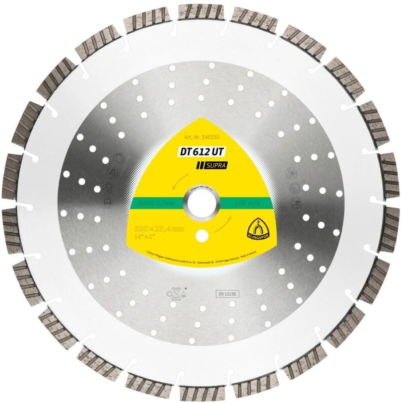 Klingspor DT 612 UT Diamanttrennscheiben, 300 x 2,8 x 20 mm 20 Segmente 40 x 2,8 x 12 mm, Standard Turbo
