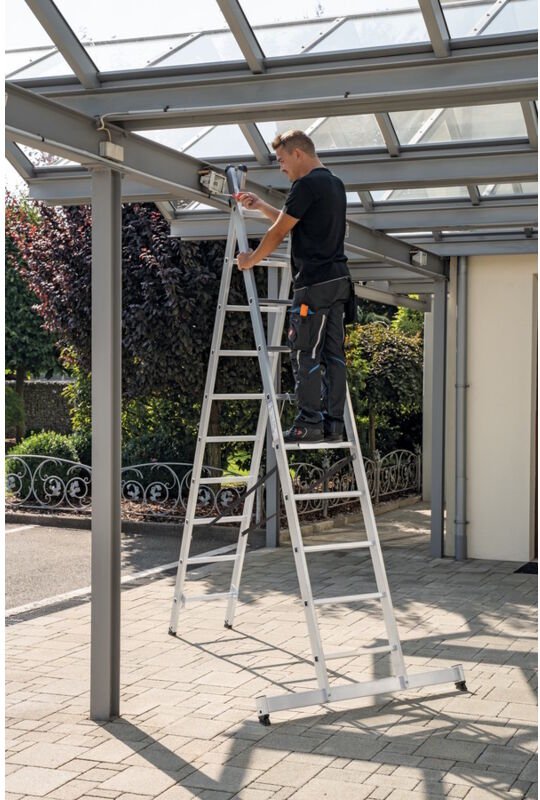 Günzburger - Steigtechnik Mehrzweckleiter 2tlg. mit nivello-Traverse 2 x 14 Sprossen - 031228