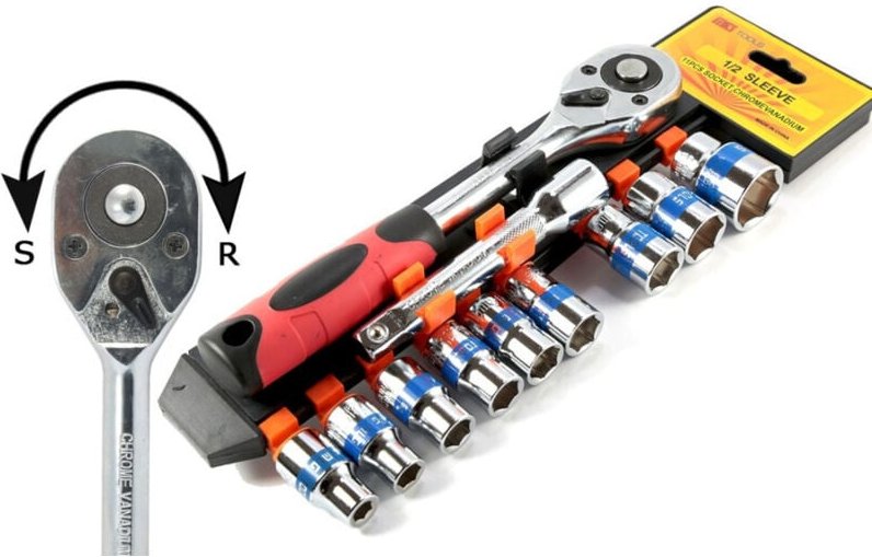 Trade Shop - key series reversible 1/2' kit da 11PZ mit exagonal buss -