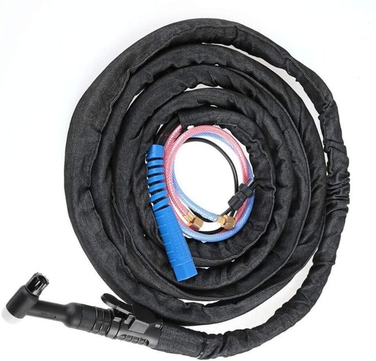 SUNXURY WIG-Schweißbrenner, wassergekühlt, Agon-Mutter-Anschluss mit 4 m/8 m Kabel und Jeans-Abdeckung, 350 A (4 m)